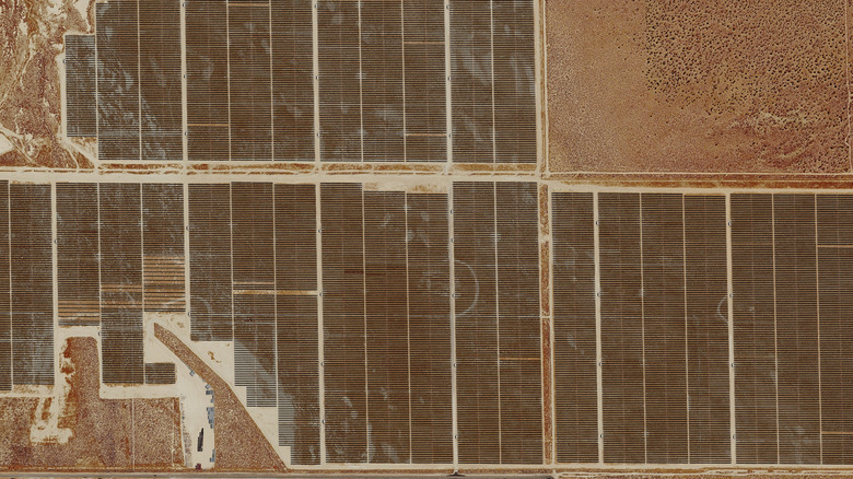 Aerial view of Edwards & Sanborn Solar + Energy Storage solar farm in Kern County, California