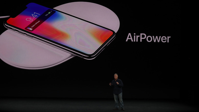 Apple's Phil Schiller introducing AirPower to the press at the company's Cupertino, California, headquarters.
