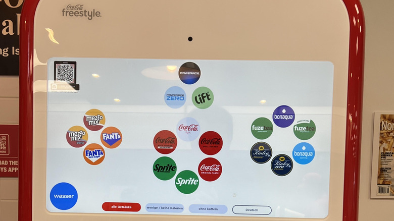 Close up a Coke Freestyle touchscreen