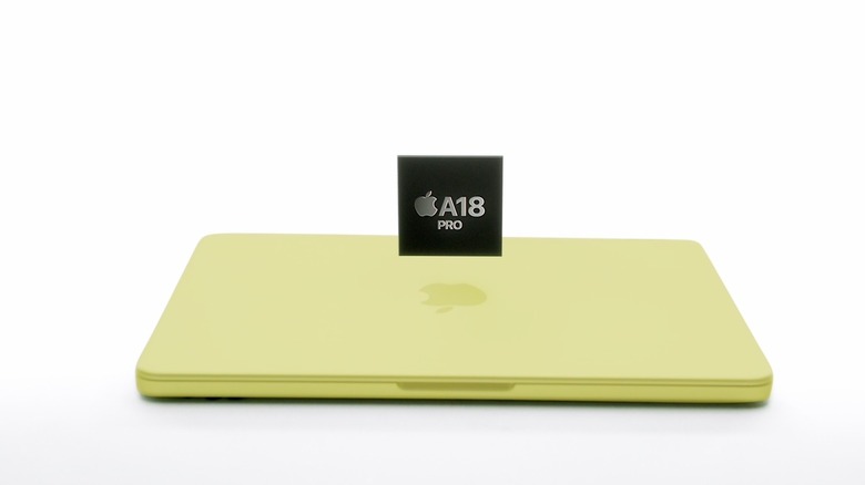 A mockup of the MacBook Neo with the A18 Pro chip