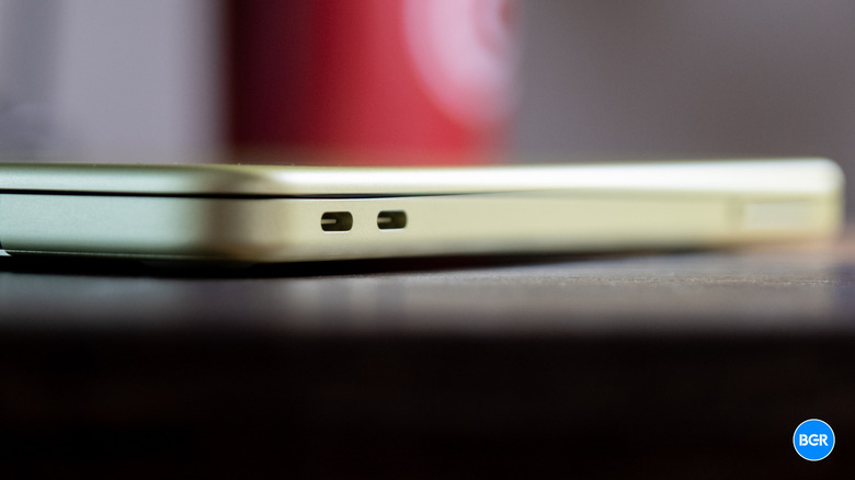 Close-up shot of the MacBook Neo USB-C ports