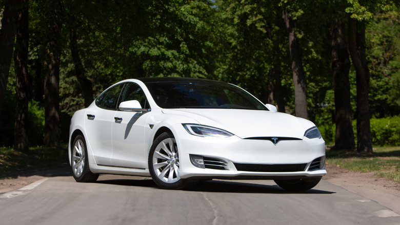 A white Tesla Model S