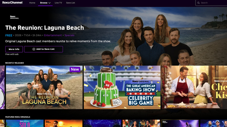 The Roku Originals page on The Roku Channel (web browser).