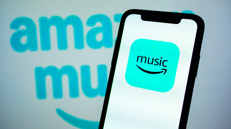 Amazon music app logo on an smartphone