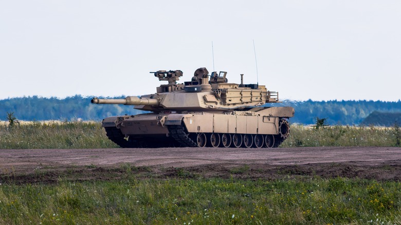 A traditional M1 Abrams tank deployed in the field.