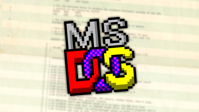 MS-DOS logo overlayed Paterson's print out