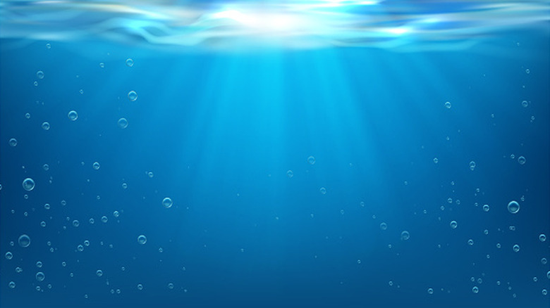 Sun rays shining through ocean water.