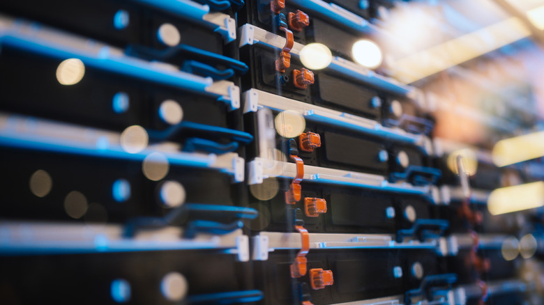 A close-up of data center equipment.