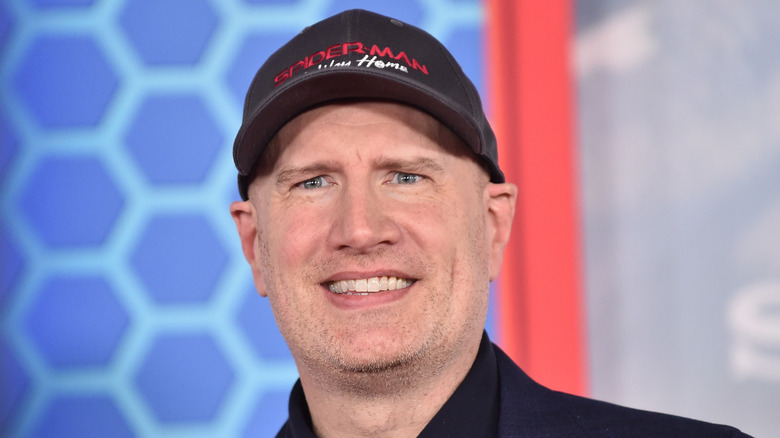 Kevin Feige in a Spider-Man: No Way Home baseball hat