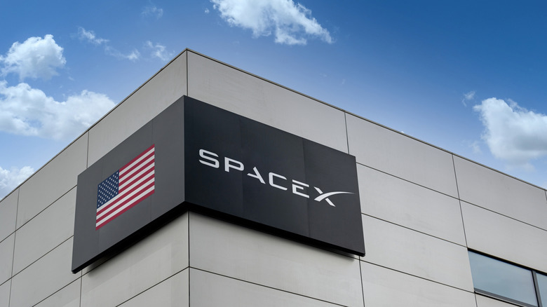 A building with a SpaceX logo