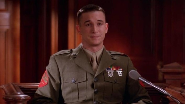 Naoh Wyle as Corporal Jeffrey Barnes in the witness box in A Few Good Men