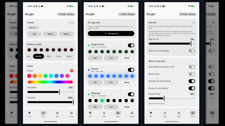 Multiple screenshots of the HiLight Studio app which showcases the different ways users can change the HiLight feature of the Google Pixel 11 Pro