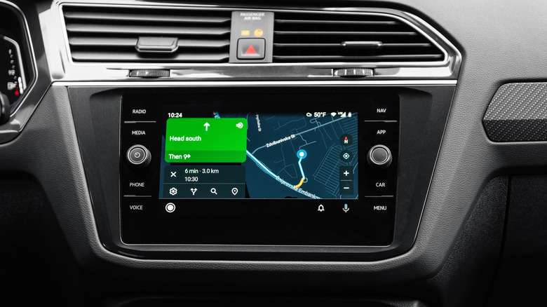 Google Maps app on Android Auto on a car's display