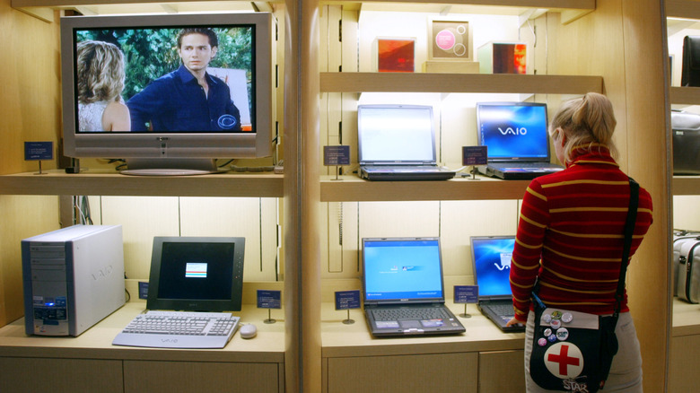 Sony VAIO notebooks in a store from 2002.