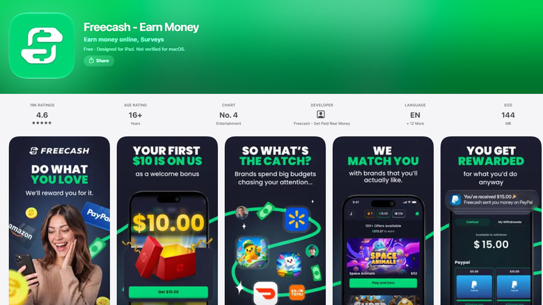 Freecash listing on the Apple app store