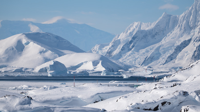 A view of the Antarctic coastline.