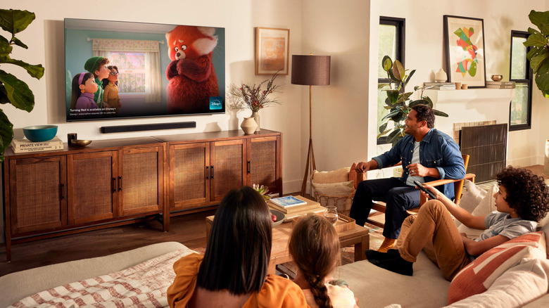 Family watching a Vizio TV