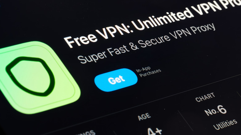 A free VPN app listing in the Apple App Store
