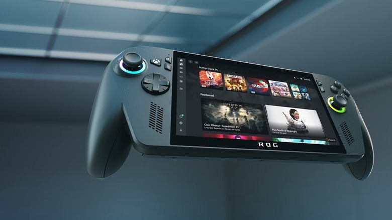 The ROG Xbox Ally X floating in a room