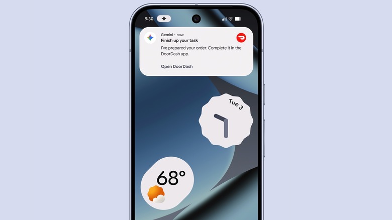 Gemini running an automation in the background on a Pixel 10 phone.