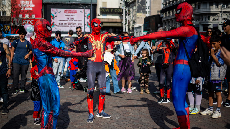 Fans recreating the Spider-Man meme