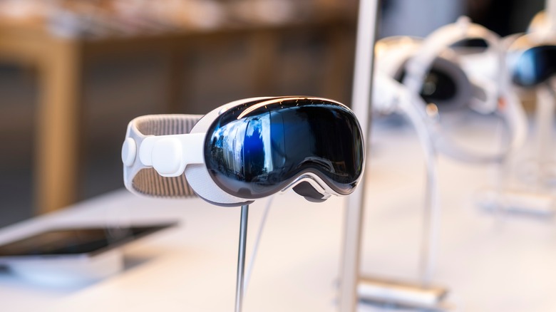 The Vision Pro on display in a store.
