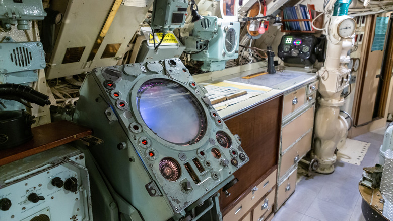 A submarine sonar operator's console.