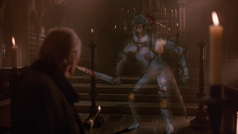 The CGI knight readying and attack in Young Sherlock Holmes