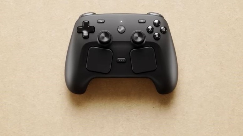 Top down view of the Steam Controller on a blank background.