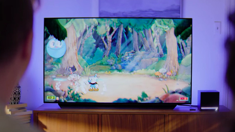 The Steam Machine connected to a TV.