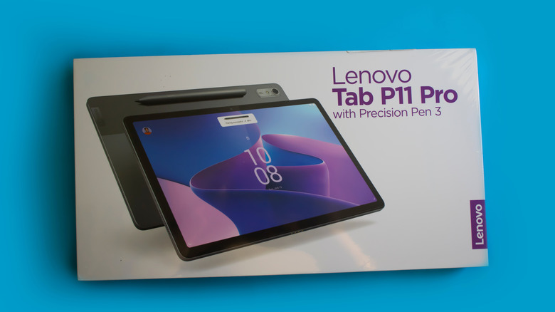 a Lenovo tablet in its product box