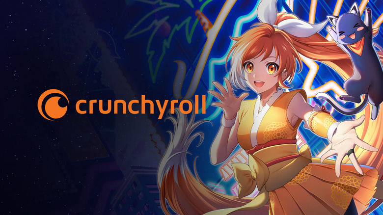 Crunchyroll logo with anime background