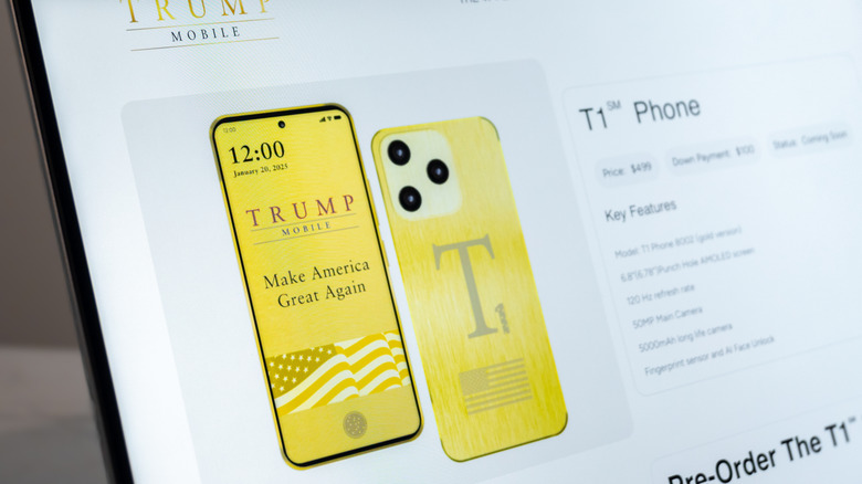Preorder page for Trump Mobile T1 phone