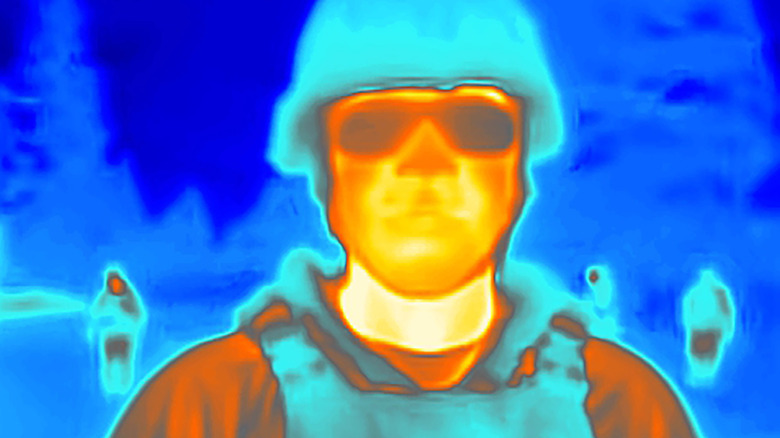 U.S. soldier seen through a thermal imaging camera