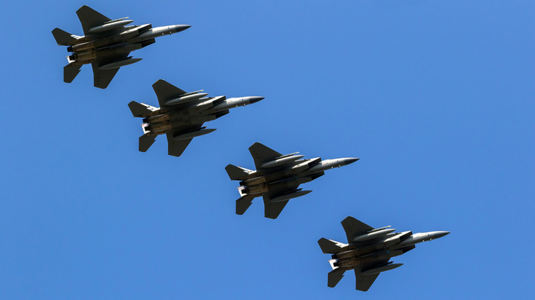 Air Force jets flying in formation