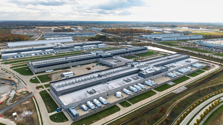 Large AI data center seen from above