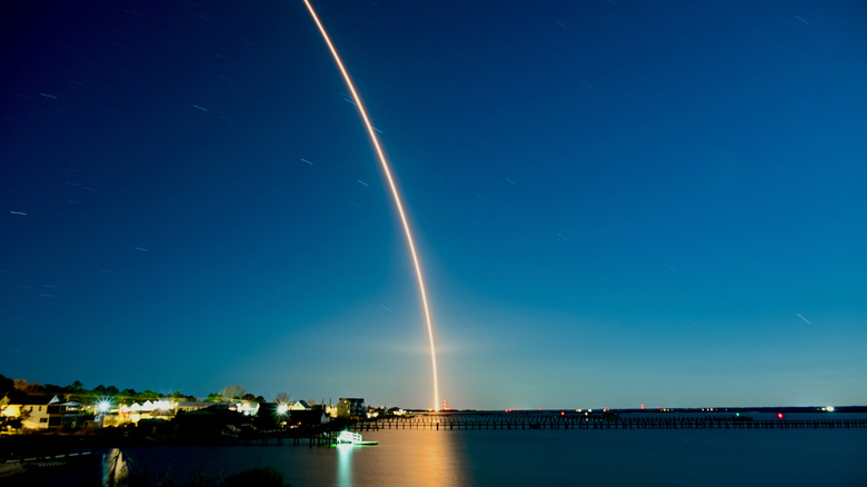 Rocket Lab's Electron rocket trail as it launches into space