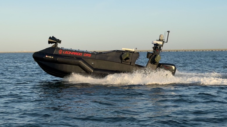 Leonardo DRS unmanned surface vehicle equipped with M-MEP anti-drone system
