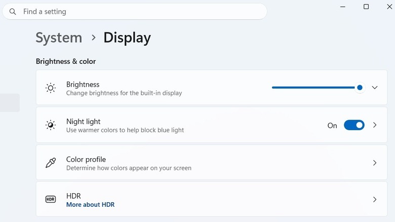 Enabling Night Light on Windows
