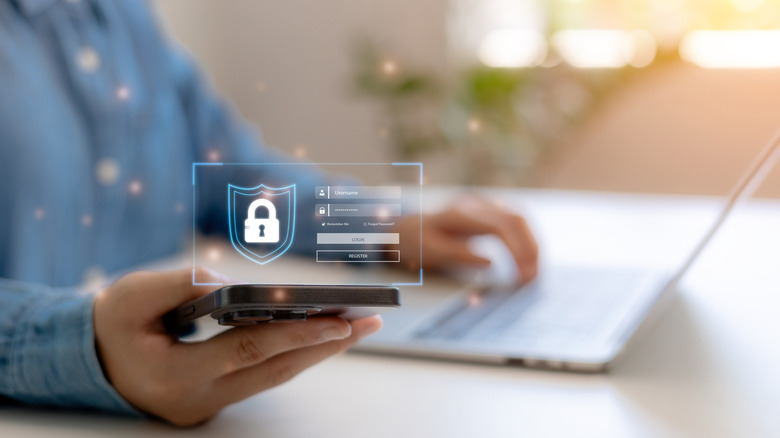 Visual representation of a digital vault on a smartphone with a password lock