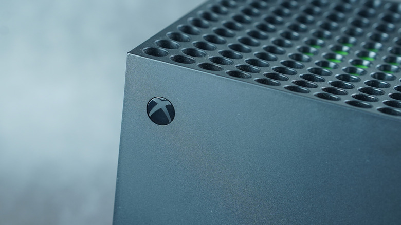 an Xbox Series X against a gray background