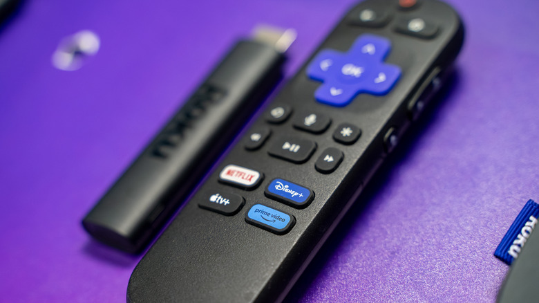 Closeup shot of a Roku streaming player.