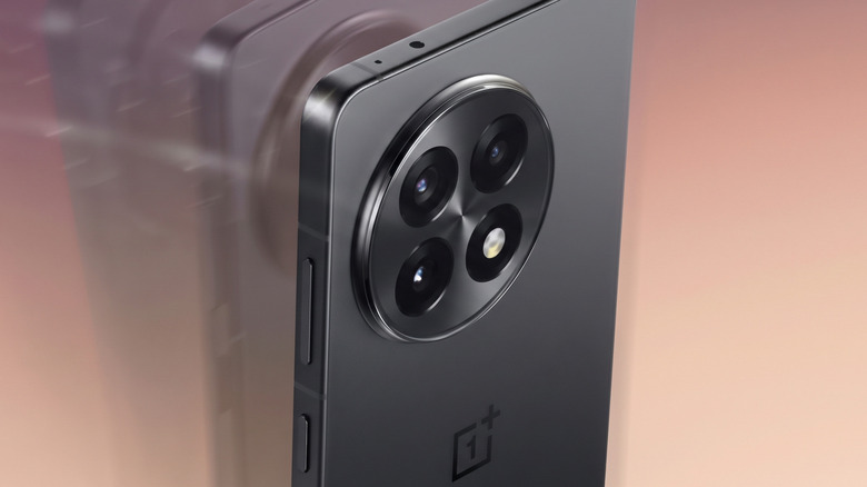 A close-up of the OnePlus 13R's rear camera module.
