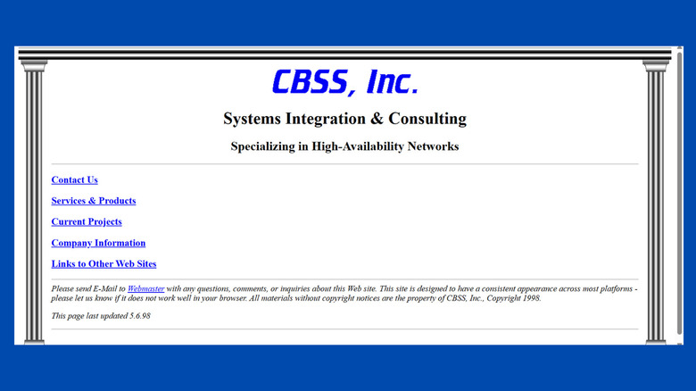 Screenshot of the CBSS home page