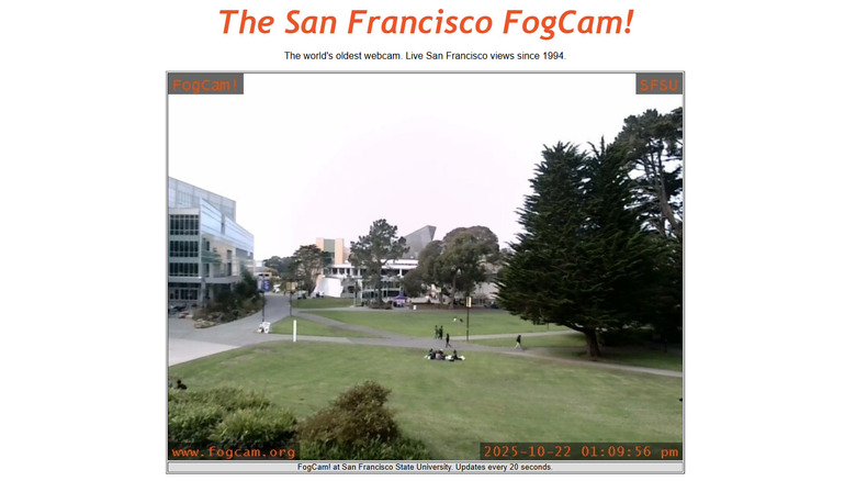 Screenshot of the FogCam web page
