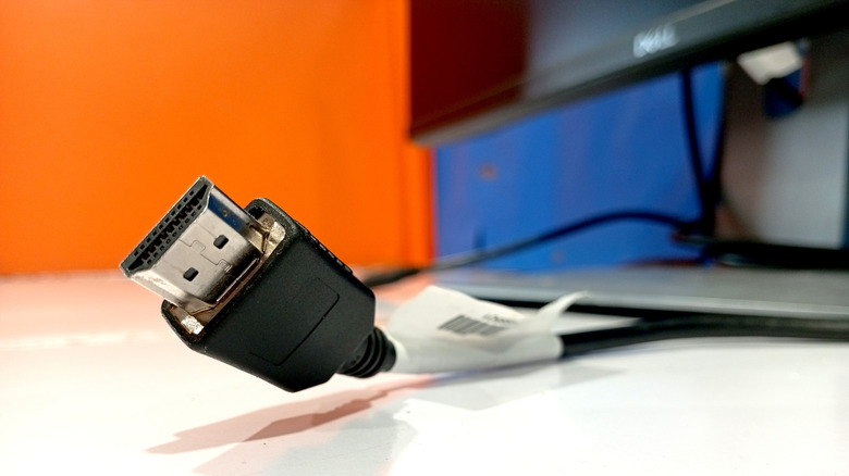 Close-up photograph of an HDMI cable.