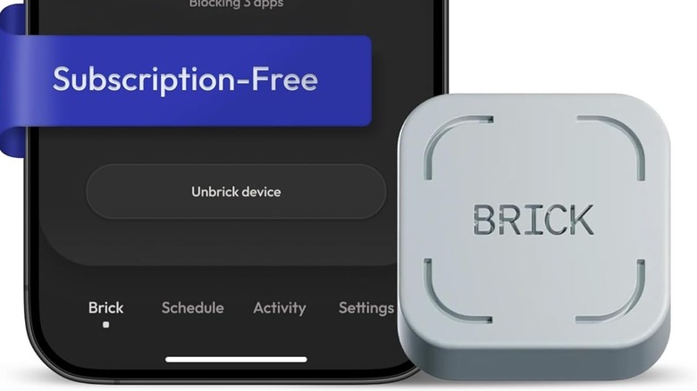 Close-up of Brick device and phone