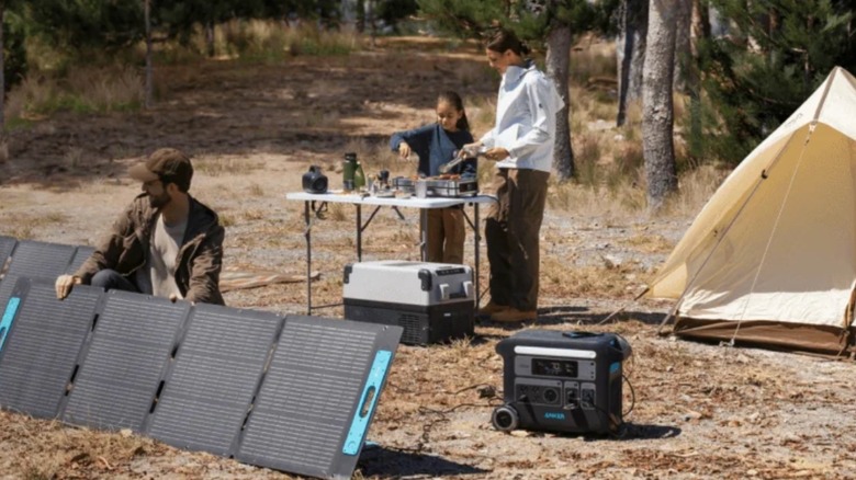 People enjoying camping with Anker products