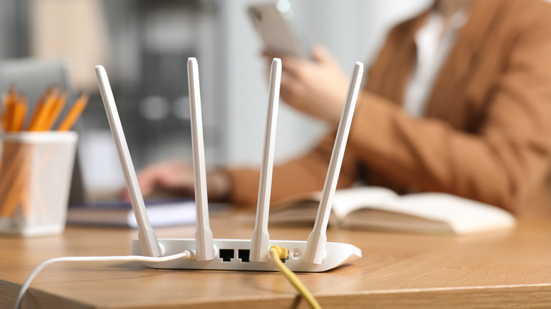 A router on a table