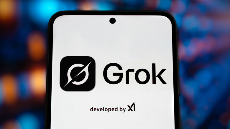 Grok name and logo on a smartphone